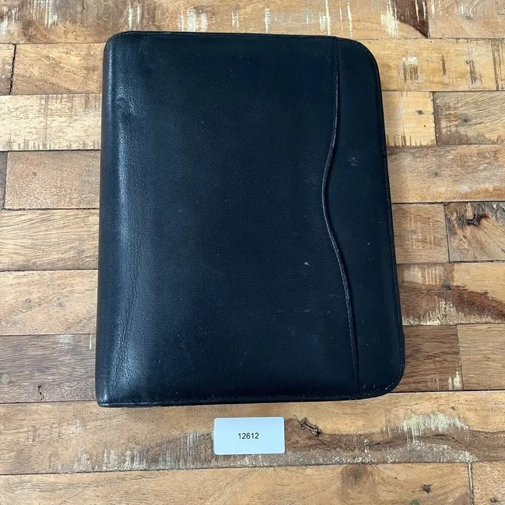 Black Genuine Leather Day-Timer Organizer 7-Ring Binder 10.5